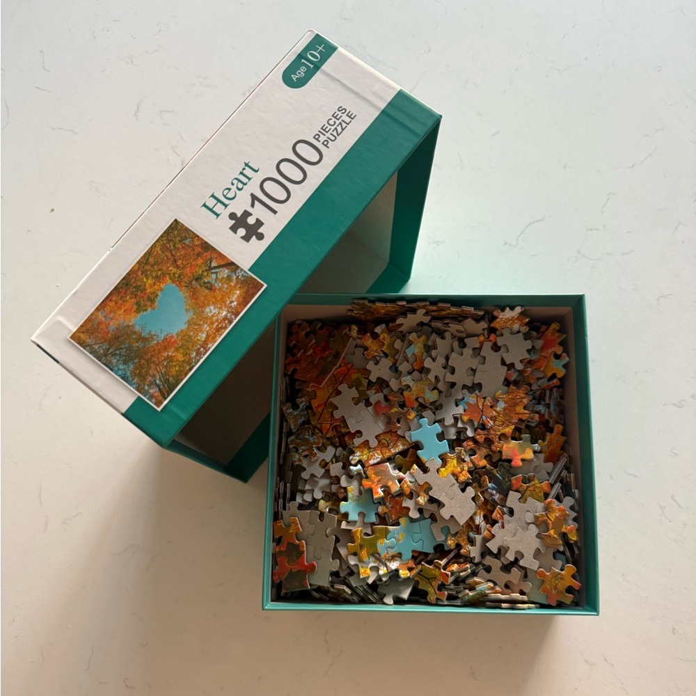 hNCL Heart 1000 Piece Jigsaw Puzzle – Autumn Trees & Sky, 72x52cm, Complete - Picture 4 of 5